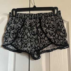 Black Paisley Women's Sleep Shorts Size Small